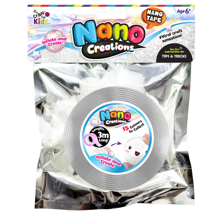 Craft for Kids Nano Creations clear nano tape refill pack, stretchy sensory craft tape for inflating bubble creations and creative DIY play Adventure Awaits