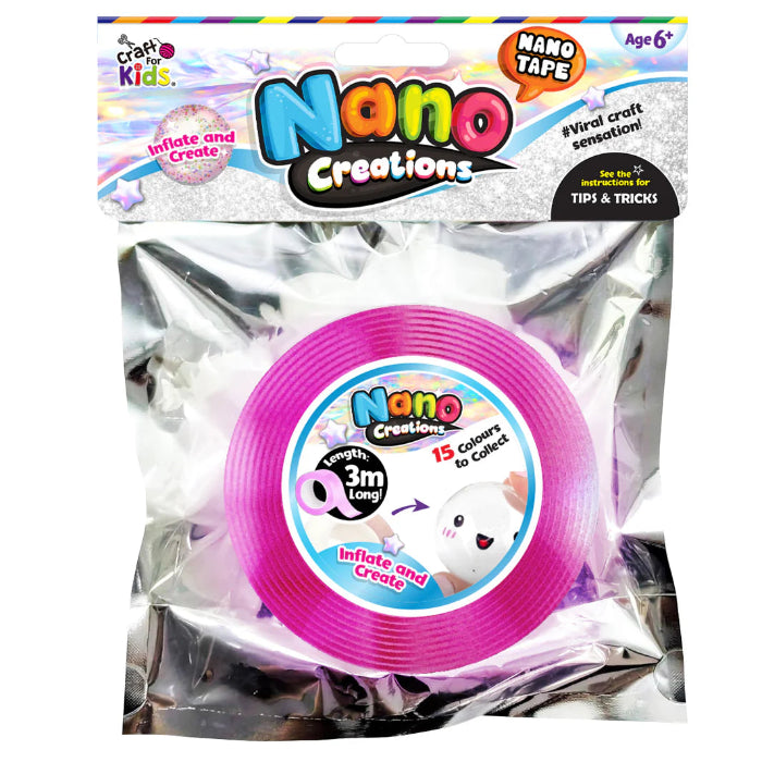 Craft for Kids Nano Creations pink nano tape refill pack, stretchy sensory craft tape for inflating bubble creations and creative DIY play Adventure Awaits