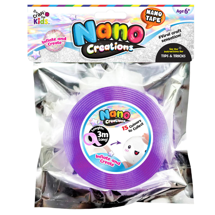 Craft for Kids Nano Creations purple nano tape refill pack, stretchy sensory craft tape for inflating bubble creations and DIY kids activities Adventure Awaits