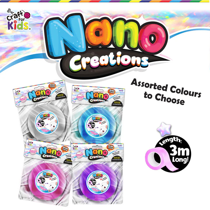 Craft for Kids Nano Creations craft tape set with assorted colourful rolls, flexible nano tape for creative kids DIY projects and sensory play Adventure Awaits