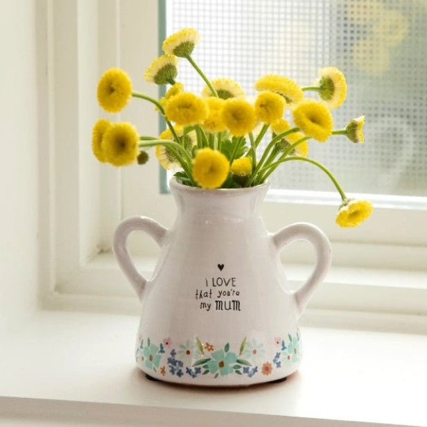 Artisan small bud vase with handles