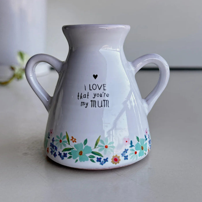 Artisan small bud vase with handles