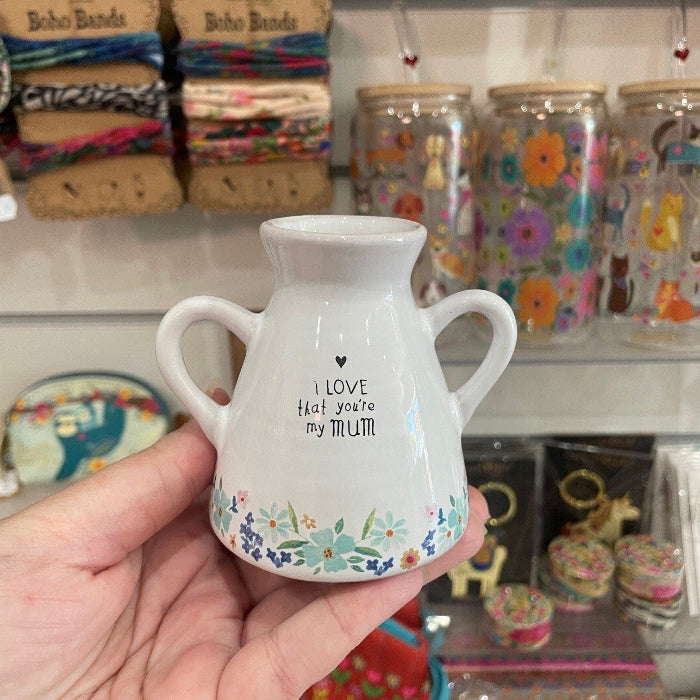 Artisan small bud vase with handles