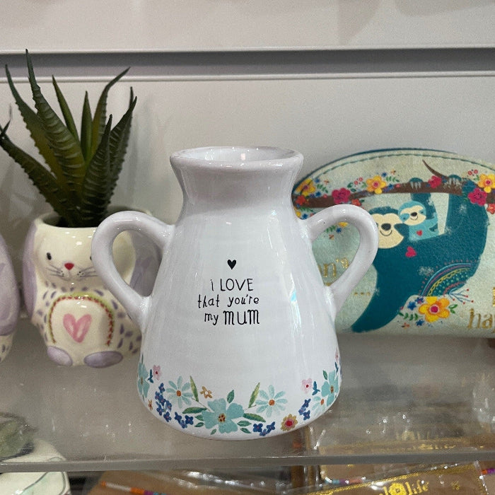 Artisan small bud vase with handles