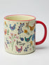 Natural Life Free Range ceramic mug with red handle, colourful chickens and floral design — Adventure Awaits