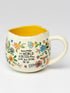 Natural Life floral ceramic mug with yellow interior and “You make the world a better place” quote — Adventure Awaits
