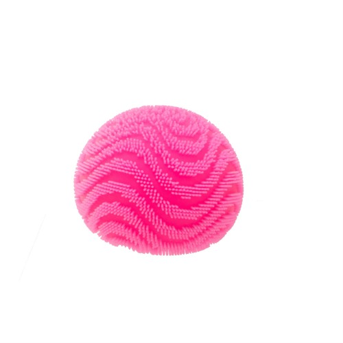 Pink NeeDoh Fuzz Ball with soft textured fibres and wavy pattern, Adventure Awaits