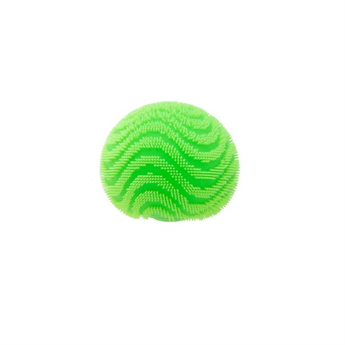Green NeeDoh Fuzz Ball with soft textured fibres and wavy pattern, Adventure Awaits