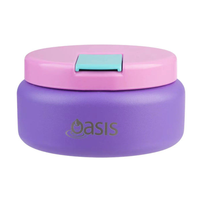 Oasis insulated food jar in purple with pink lid, compact food storage solution for keeping meals fresh at home or travel Adventure Awaits