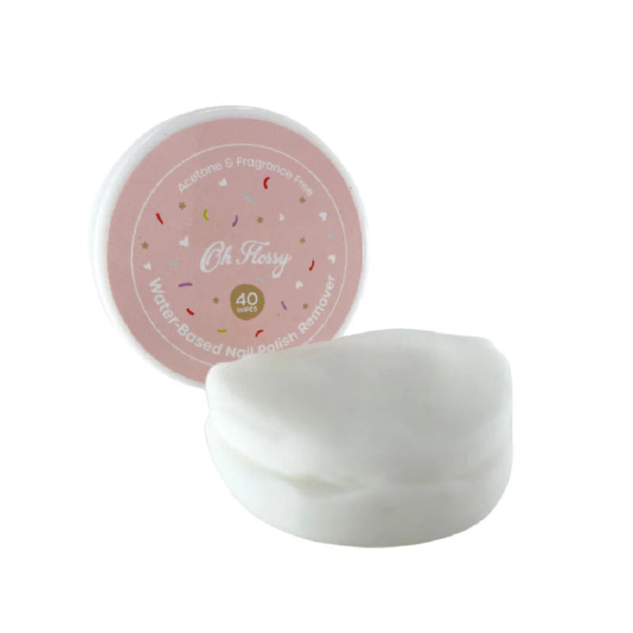 Oh Flossy water based nail polish remover wipes tub with soft pads, gentle kids nail care for travel Adventure Awaits
