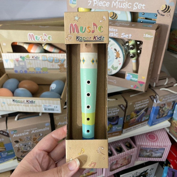 wooden pastel recorder in packaging