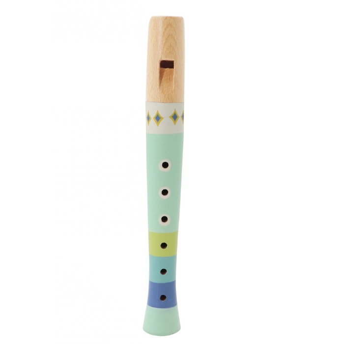 Pastel green wooden piccolo recorder