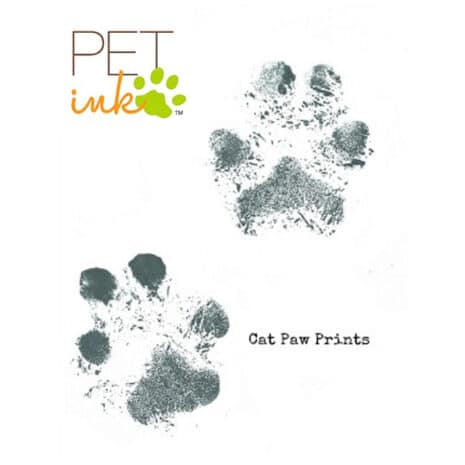 Cat paw prints with 'Pet Ink' logo on a white background