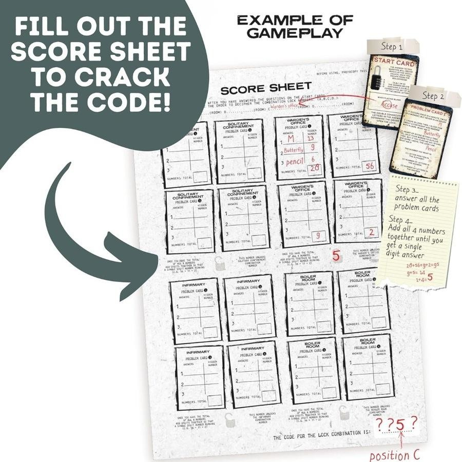 Phone escape room game score sheet