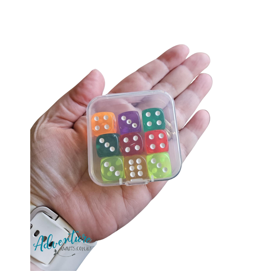 Rainbow Dice Set | 9 pack with Handy Storage Case