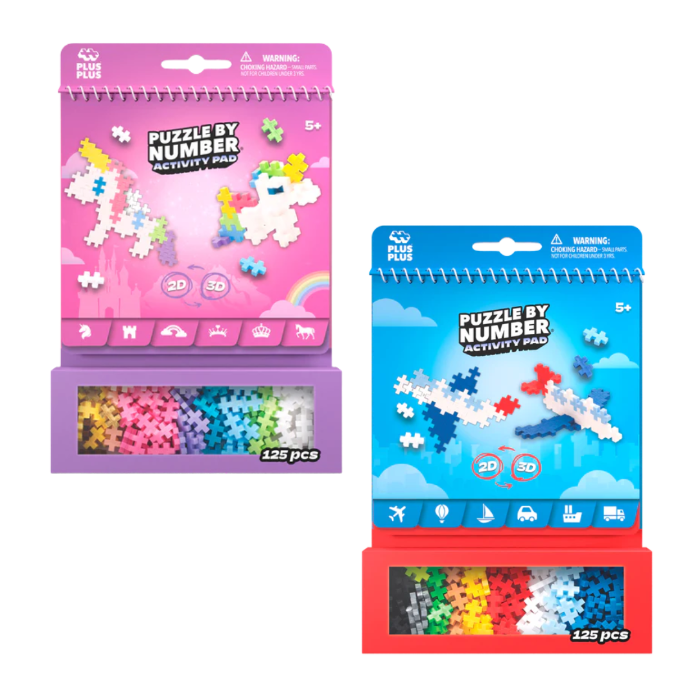 Puzzle By Number activity pads with unicorn and transport designs and 125 pieces — Adventure Awaits
