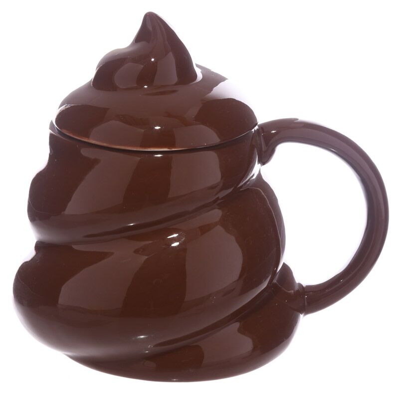 Funny Poop Emoji Ceramic Mug with Lid – 460ml Novelty Coffee Cup