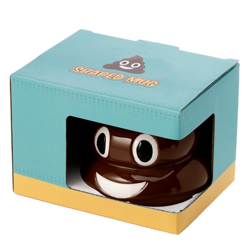 Funny Poop Emoji Ceramic Mug with Lid – 460ml Novelty Coffee Cup