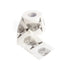 Roll of toilet paper with black and white printed faces on a white background