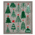 Textile with green Christmas tree pattern on a gray background