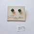 Pair of green square earrings on a branded card with 'Samantha Abbott Australia' on a white background.