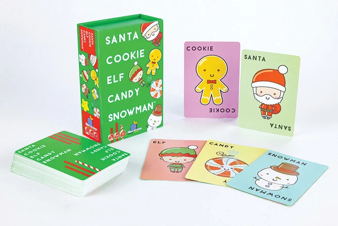 Santa Cookie Elf Candy Snowman card game with festive character cards and green box — Adventure Awaits