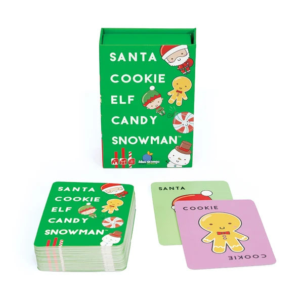 Santa Cookie Elf Candy Snowman card game with green box, card deck and Santa and Cookie cards — Adventure Awaits