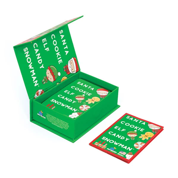 Open Santa Cookie Elf Candy Snowman card game box with card deck and instruction booklet — Adventure Awaits