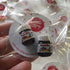 Mini Nutella jar drop earrings on a Saturday Lollipop card in clear packaging, Adventure Awaits