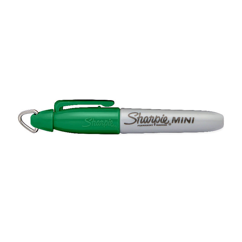 Green Sharpie Mini permanent marker with removable cap and keyring loop — Adventure Awaits