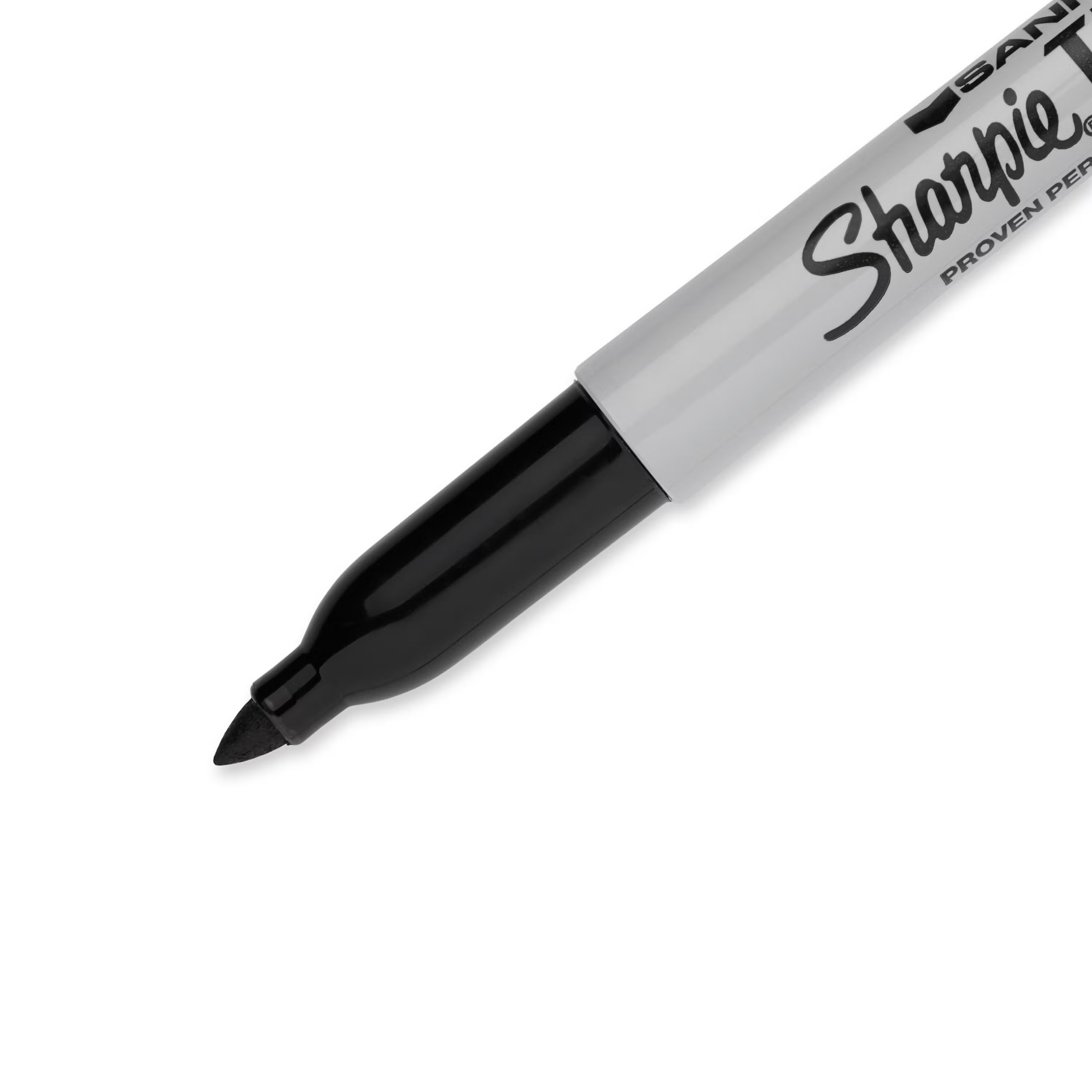 Black Sharpie marker on a white background