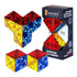 Shashibo magnetic puzzle cube transforming into colourful geometric shapes with vibrant red, blue and yellow patterns plus retail packaging Adventure Awaits