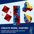 Shashibo magnetic puzzle cubes creating larger geometric structures with colourful red, blue and yellow shape shifting designs for creative sensory play Adventure Awaits