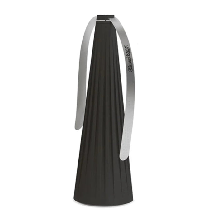 Charcoal ribbed portable lantern with grey hanging straps on white background — Adventure Awaits