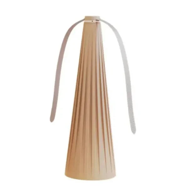 Cream ribbed portable lantern with grey hanging straps on white background — Adventure Awaits