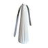 White ribbed portable lantern with grey hanging straps on white background — Adventure Awaits