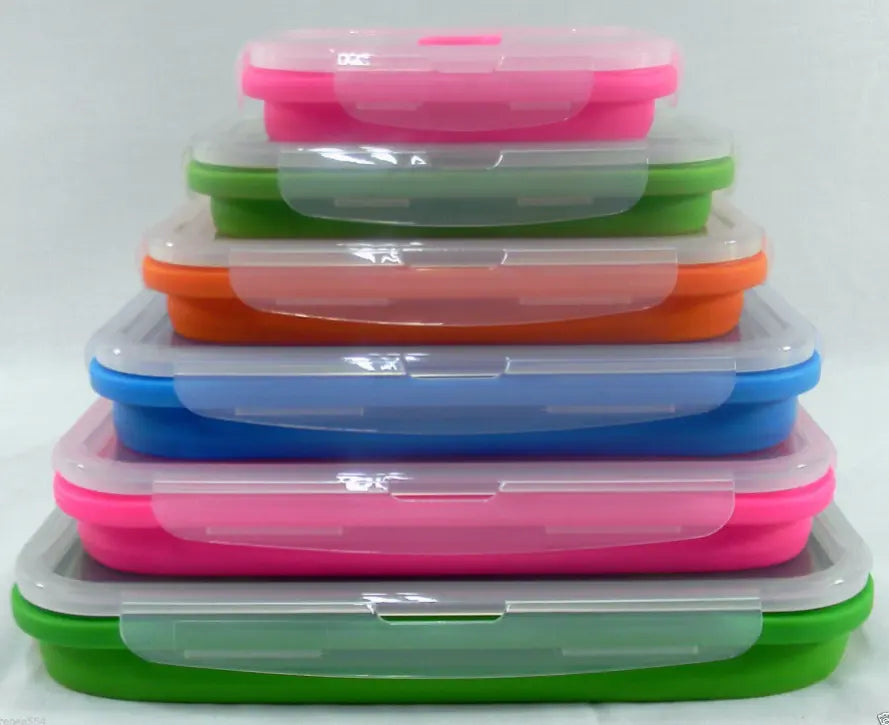 Adventure Awaits colourful reusable food storage containers stacked in assorted sizes with airtight clip lids