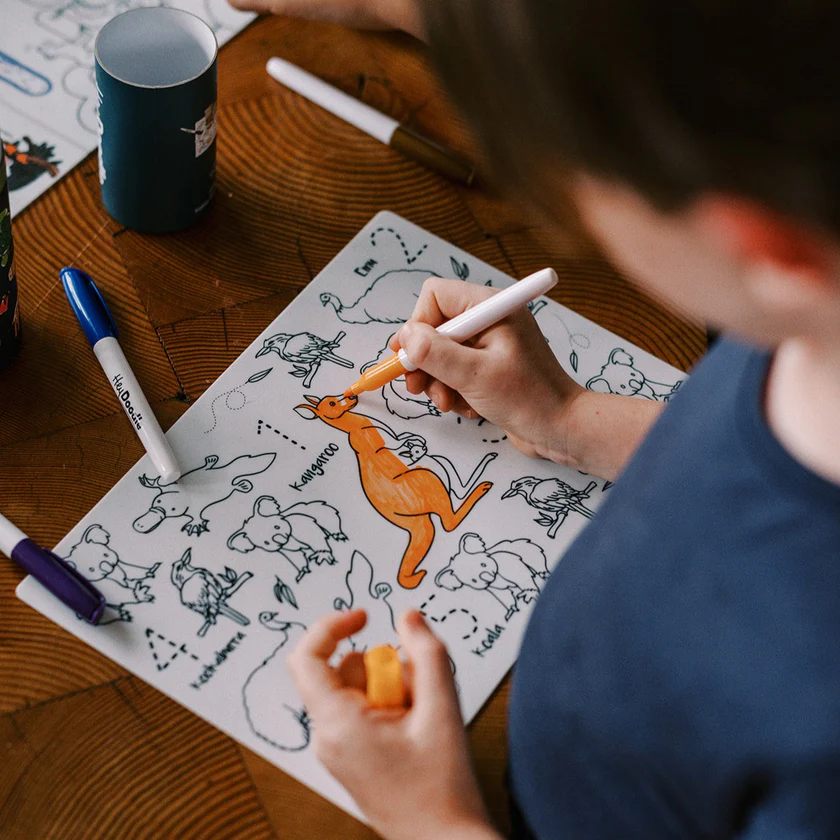 HeyDoodle Mini Silicone Mat | Aussie Animals 123