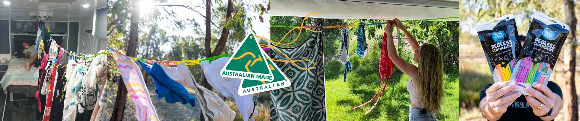 Slide n' Dry Pegless Clothesline collection — Australian made clotheslines for camping and caravanning — Adventure Awaits