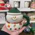 Smiley Snowman ceramic mug with spoon