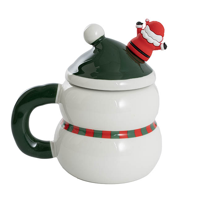 Smiley Snowman Ceramic mug with spoon