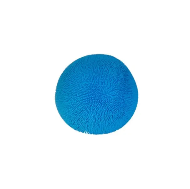 Blue textured sensory stress ball with soft tactile spiky surface for calming fidget play
