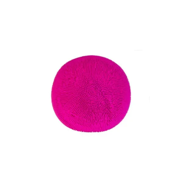 Bright pink textured sensory stress ball with soft tactile spiky surface for fidget play