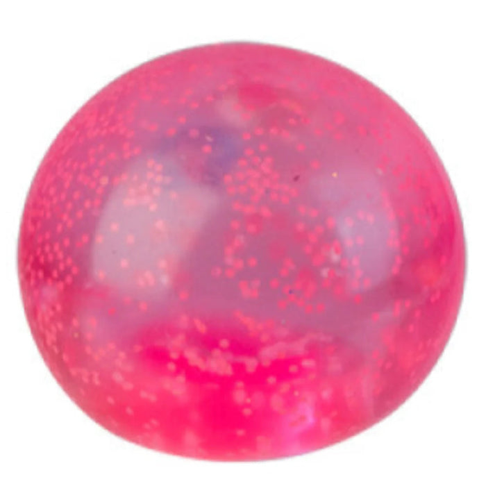 Pink glow in the dark ball squishy toy with translucent glitter finish — Adventure Awaits
