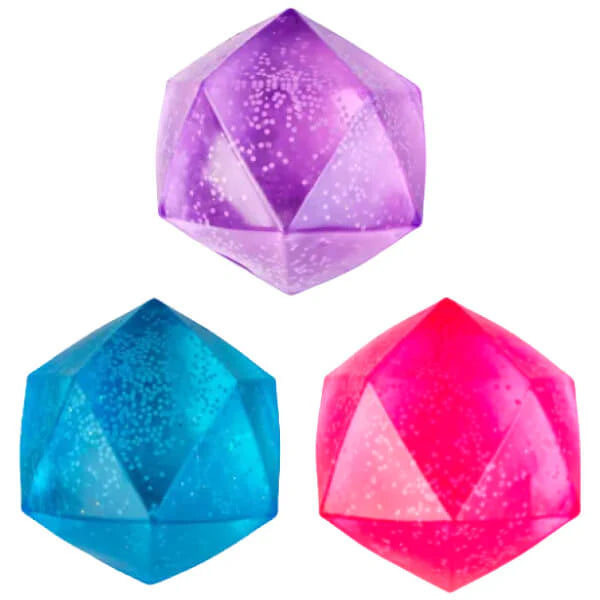 Blue, pink and purple diamond squishy toys with translucent glitter finish — Adventure Awaits
