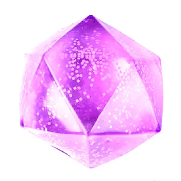 Purple diamond squishy toy with translucent glitter finish on white background — Adventure Awaits