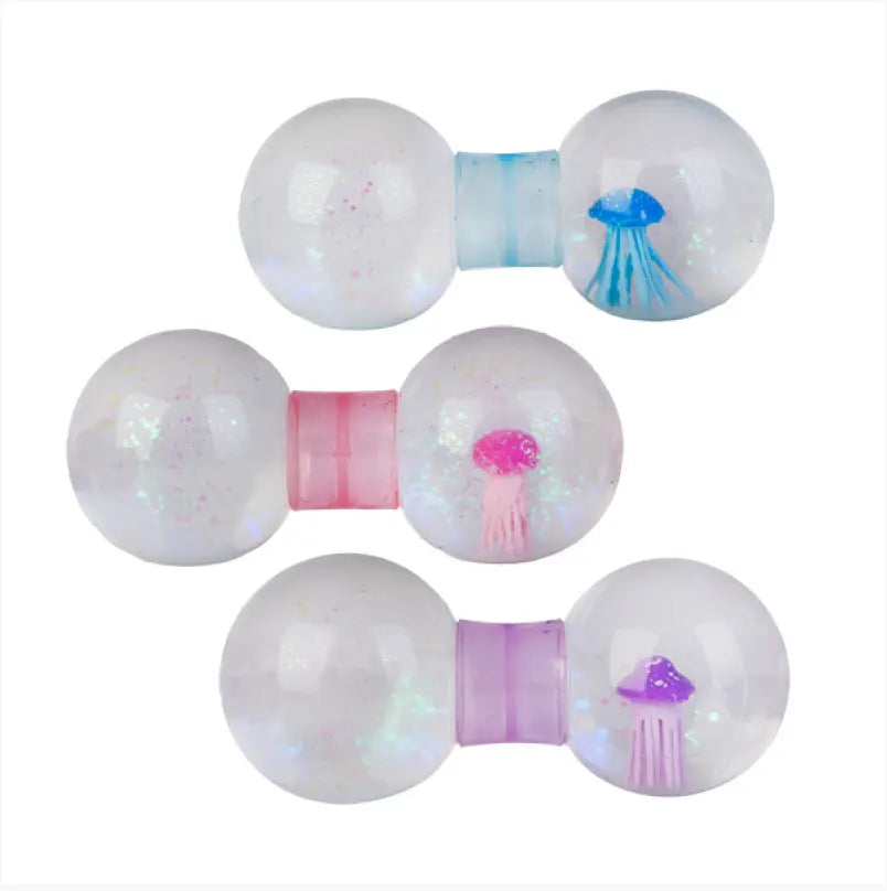 Jellyfish glitter water squeeze toys in blue, pink and purple sensory fun — Adventure Awaits