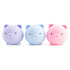 Set of pastel pig shaped squishy sensory toys in purple, blue and pink colours