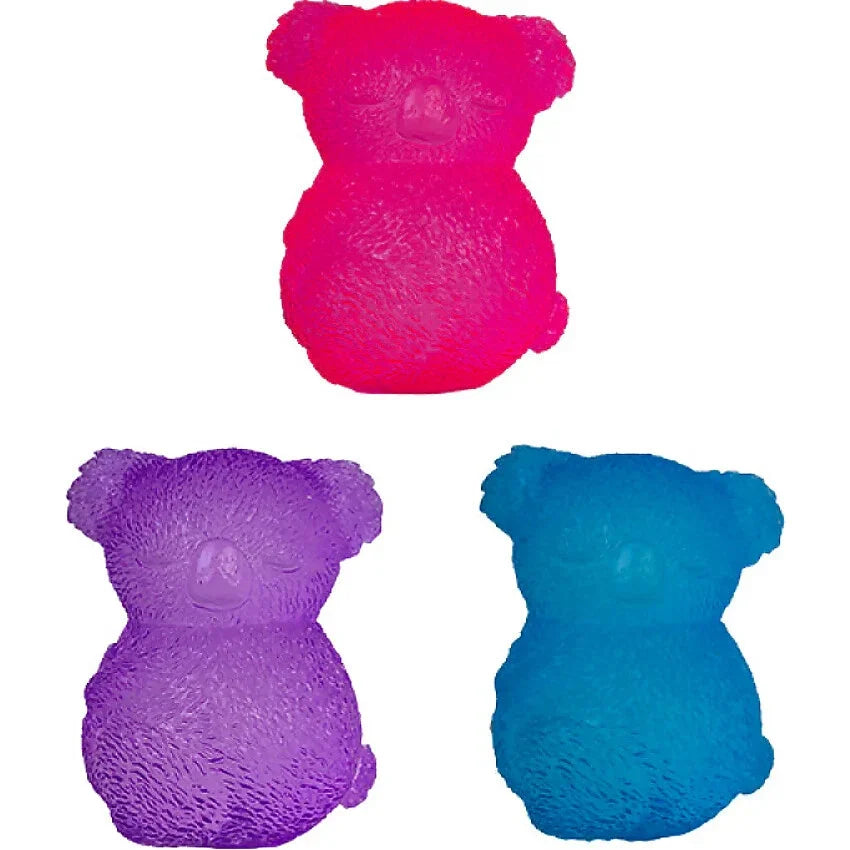 Pink, purple and blue koala squishy toys with textured fur detail — Adventure Awaits