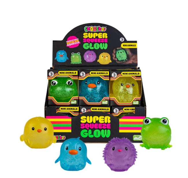 Super Squeeze glow in the dark mini animal squishy toys in colourful display — Adventure Awaits